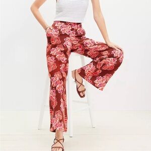 LOFT Floral Linen-blend Wide Leg Pants